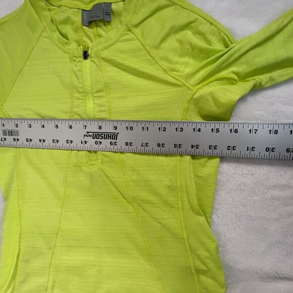 Athleta Womens Neon Yellow Quarter Zip Pullover Performance Top Small Stretch - Picture 6 of 8